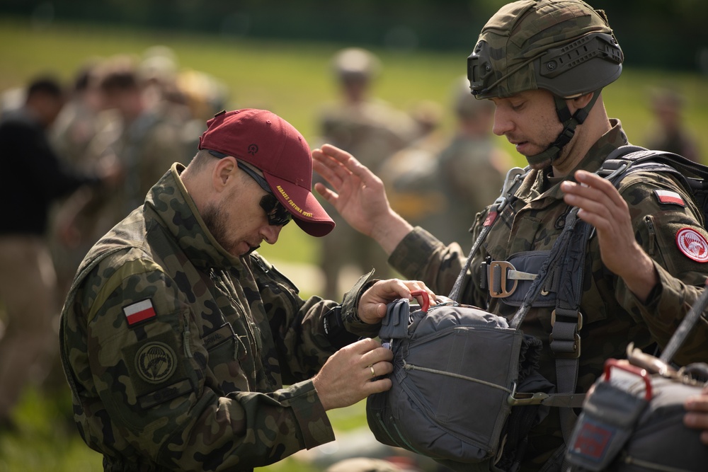 U.S. Army 10th Special Forces Group (Airborne) and Polish 6th Airborne Brigade perform a static line and high altitude low opening parachute jumps May 13-15, 2024 near Krakow Poland.