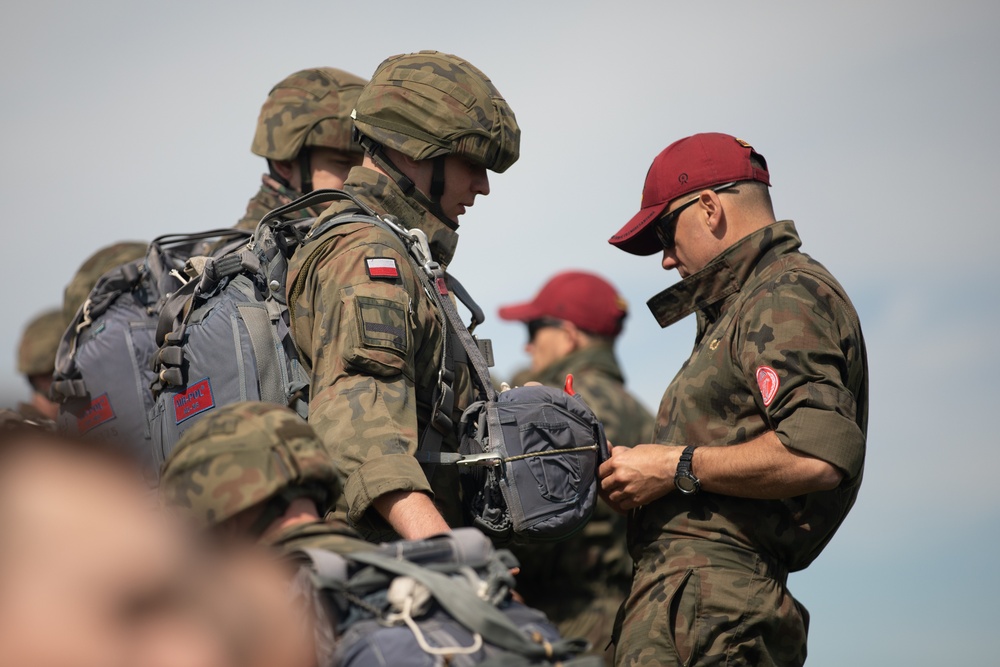 U.S. Army 10th Special Forces Group (Airborne) and Polish 6th Airborne Brigade perform a static line and high altitude low opening parachute jumps May 13-15, 2024 near Krakow Poland.