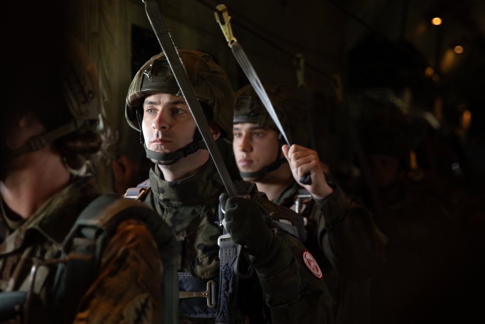 U.S. Army 10th Special Forces Group (Airborne) and Polish 6th Airborne Brigade perform a static line and high altitude low opening parachute jumps May 13-15, 2024 near Krakow Poland.