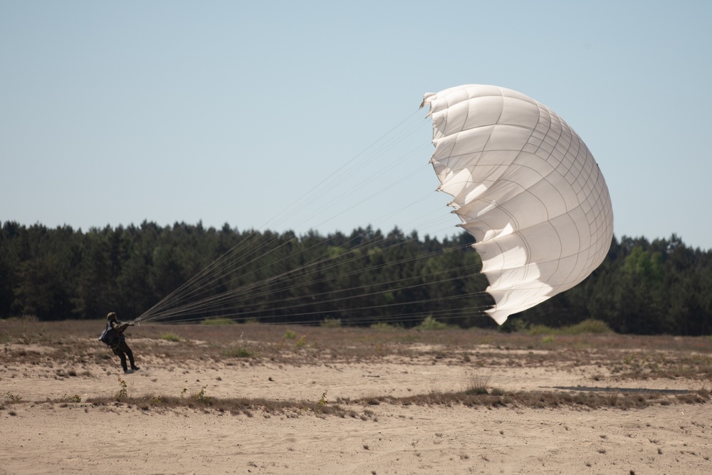 U.S. Army 10th Special Forces Group (Airborne) and Polish 6th Airborne Brigade perform a static line and high altitude low opening parachute jumps May 13-15, 2024 near Krakow Poland.
