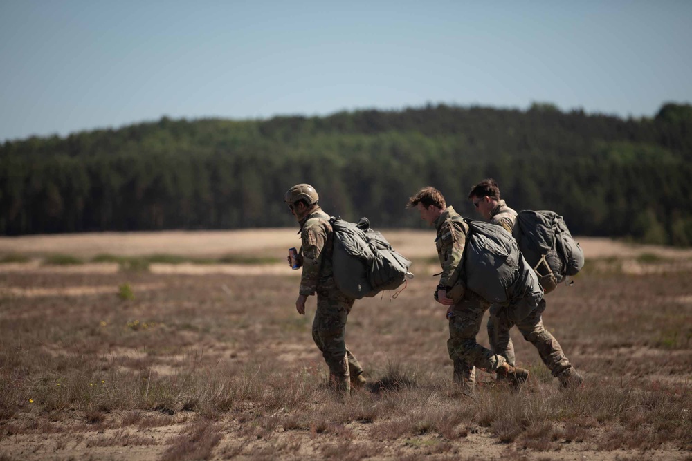 U.S. Army 10th Special Forces Group (Airborne) and Polish 6th Airborne Brigade perform a static line and high altitude low opening parachute jumps May 13-15, 2024 near Krakow Poland.