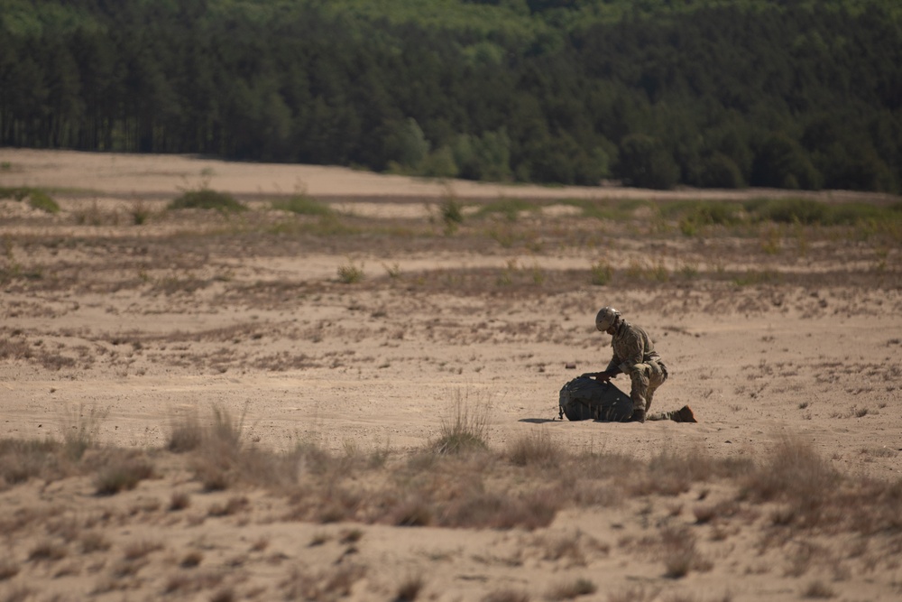 U.S. Army 10th Special Forces Group (Airborne) and Polish 6th Airborne Brigade perform a static line and high altitude low opening parachute jumps May 13-15, 2024 near Krakow Poland.