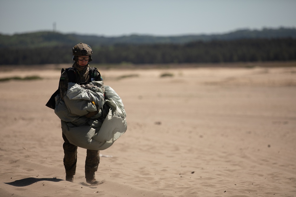 U.S. Army 10th Special Forces Group (Airborne) and Polish 6th Airborne Brigade perform a static line and high altitude low opening parachute jumps May 13-15, 2024 near Krakow Poland.