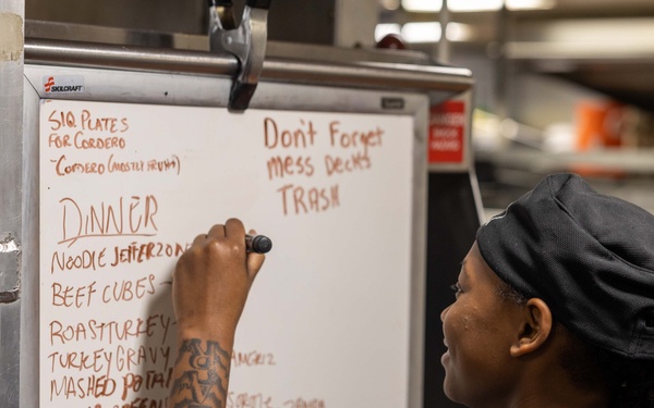 USS Bataan Culinary Specialists Serve Lunch in Wardroom