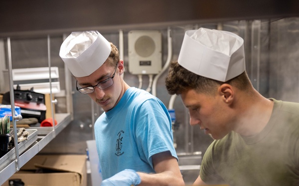 USS Bataan Culinary Specialists Serve Lunch in Wardroom