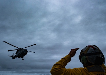 U.S. Coast Guard works with Brazilian navy helicopter crew
