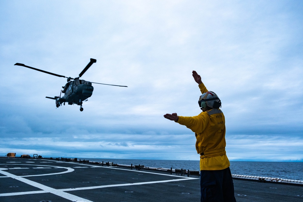U.S. Coast Guard works with Brazilian navy helicopter crew
