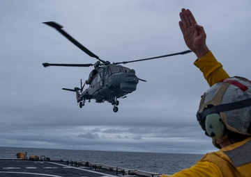 U.S. Coast Guard works with Brazilian navy helicopter crew