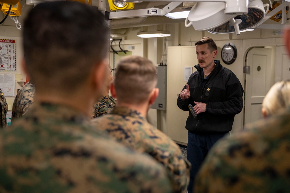 Marines From The 2nd Battalion, 4th Marines Tour of USS Tripoli