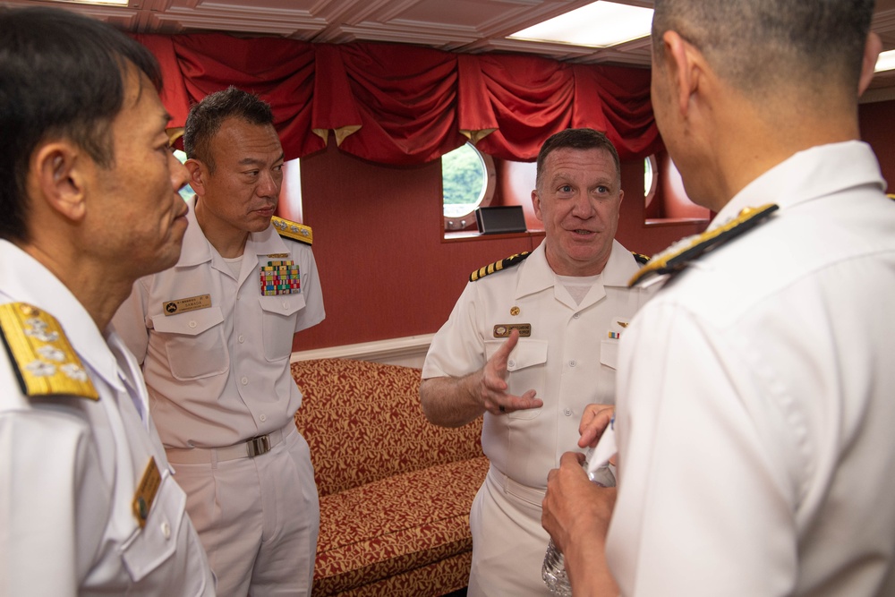 USS Ronald Reagan (CVN 76) hosts US Ambassador to Japan Rahm Emanuel, Japanese Government officials, leaders from the US Navy, JMSDF prior to departing Yokosuka, Japan after 9 years as FDNF carrier