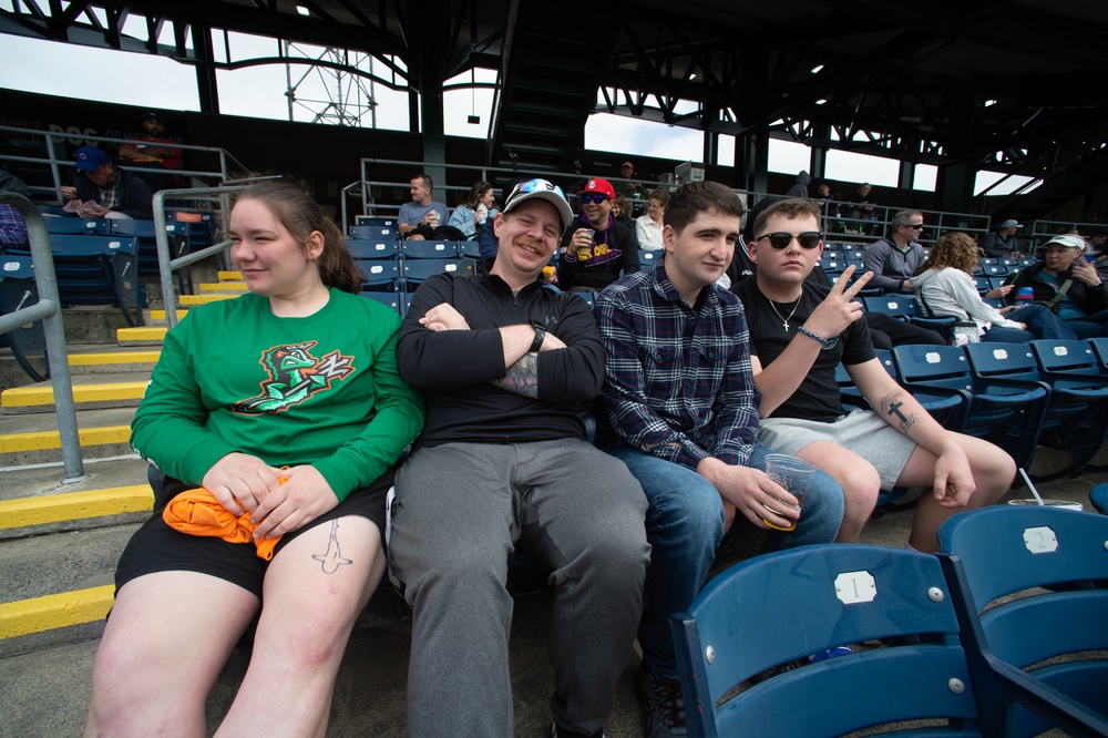 Capt. J. Patrick Thompson throws first pitch at Tides game