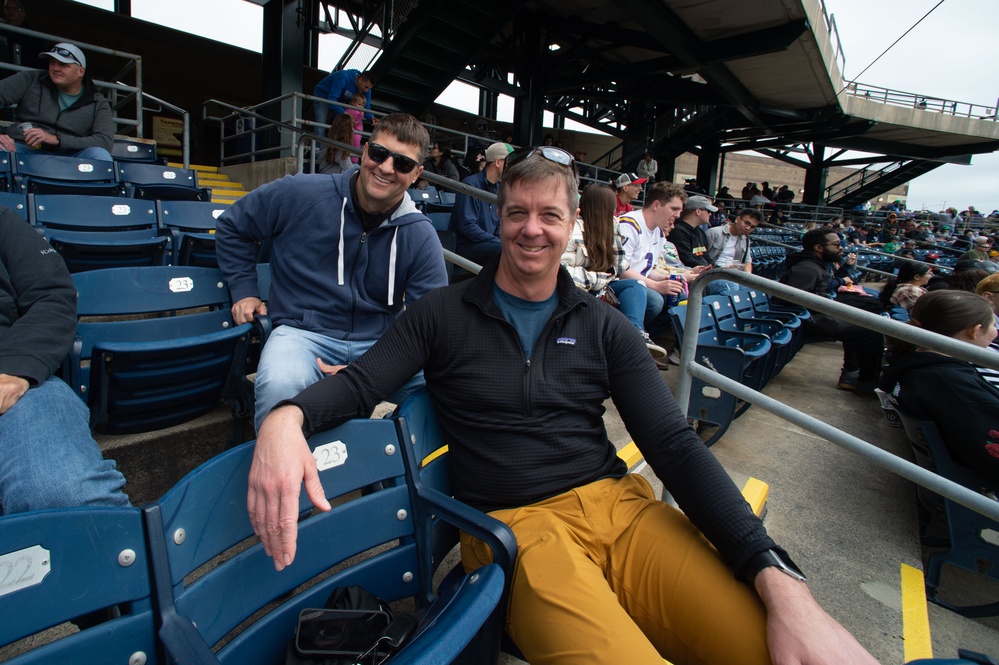 Capt. J. Patrick Thompson throws first pitch at Tides game
