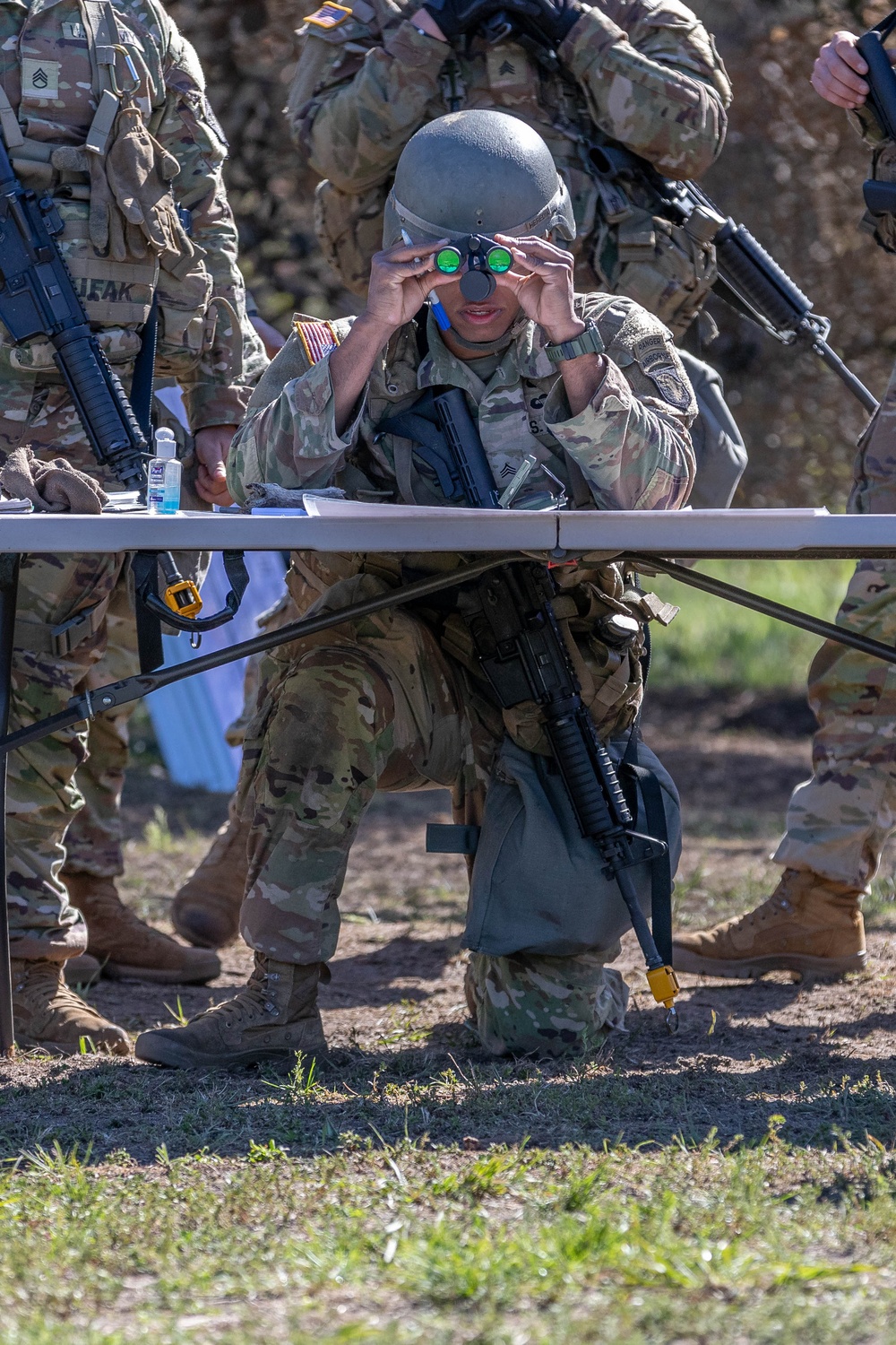 Sgt. Oskar Heredia checks a target