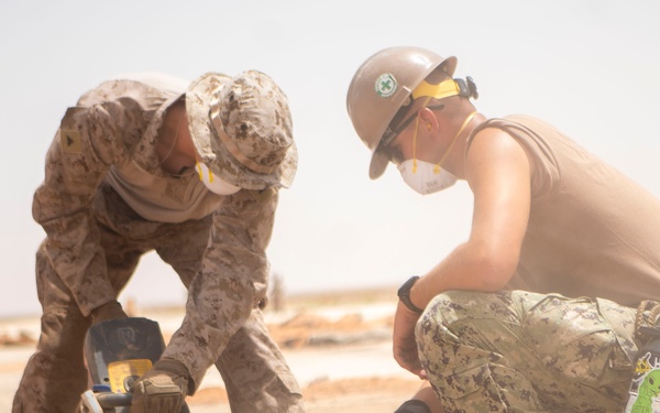 Marines, Seabees, Airman, and Soldiers tackle airfield damage repair during Native Fury 24