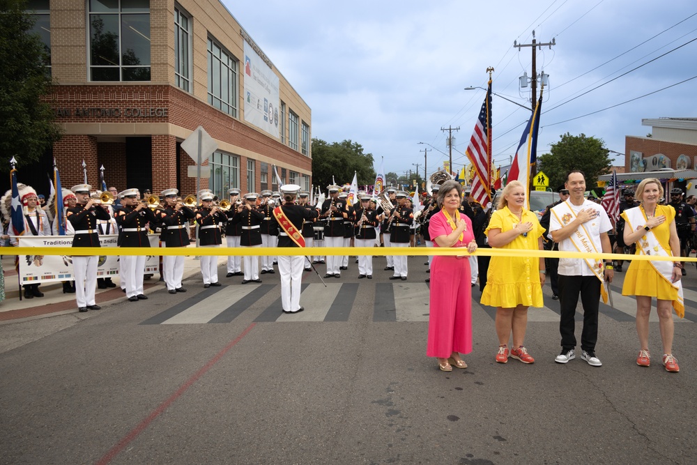 Marine Forces Reserve Band performs at The Battle of Flowers Parade