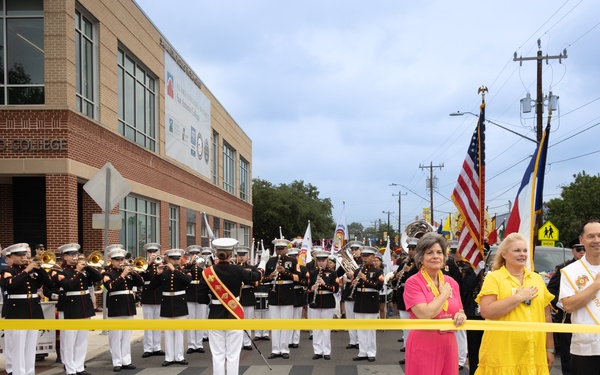 Marine Forces Reserve Band performs at The Battle of Flowers Parade