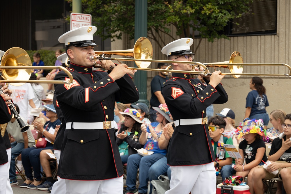 Marine Forces Reserve Band performs at The Battle of Flowers Parade