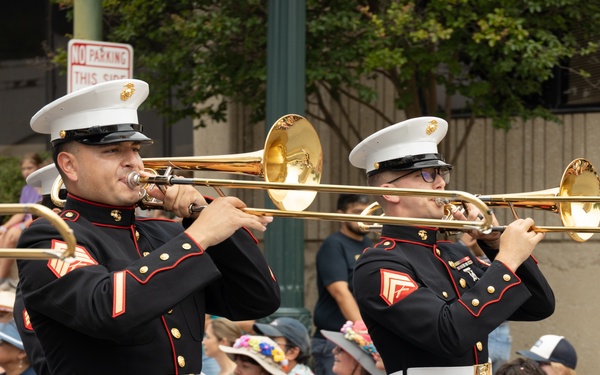 Marine Forces Reserve Band performs at The Battle of Flowers Parade