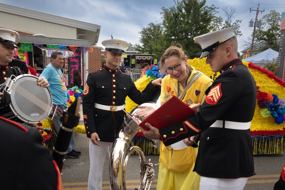 Marine Forces Reserve Band performs at The Battle of Flowers Parade