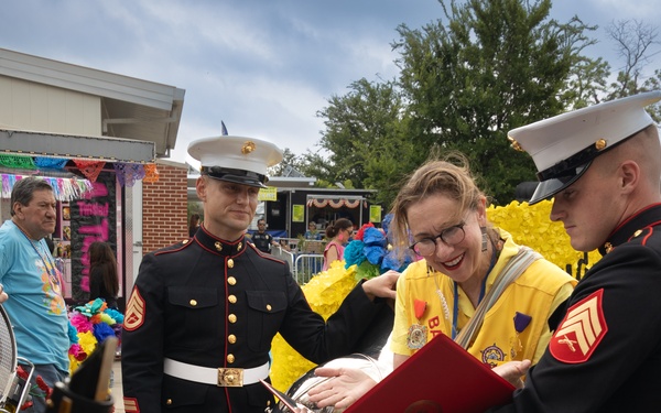 Marine Forces Reserve Band performs at The Battle of Flowers Parade
