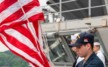 USS Ronald Reagan (CVN 76) departs Commander Fleet Activities, Yokosuka after 9 years as FDNF carrier