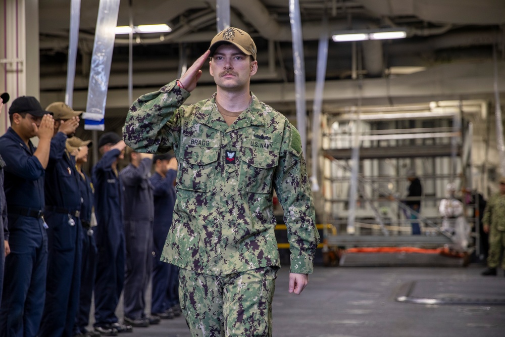 USS Tripoli Pipes Sailors Ashore