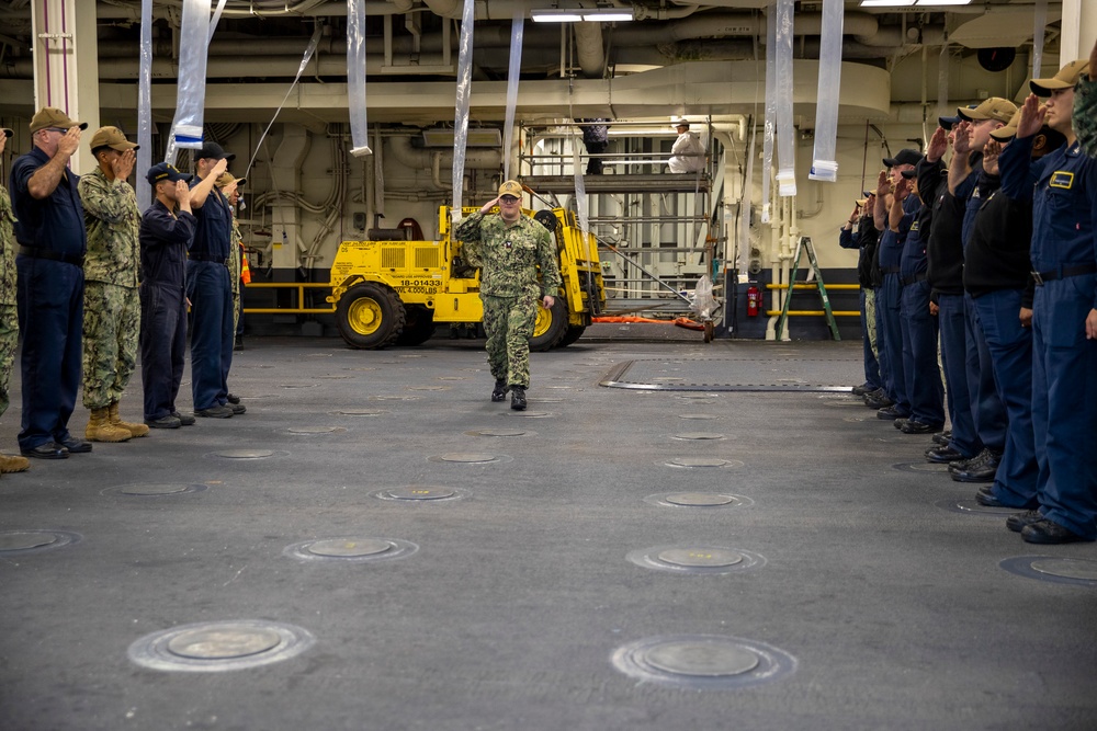 USS Tripoli Pipes Sailors Ashore