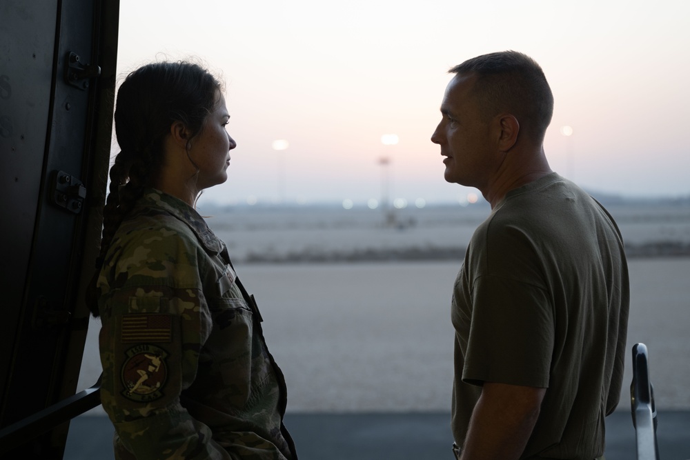 C-17 Globemaster III transports supplies in the USCENTCOM area of responsibility