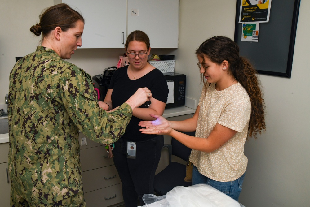 White Oak high school students in the applied health sciences course visit the Naval Medical Center Camp Lejeune pharmacy