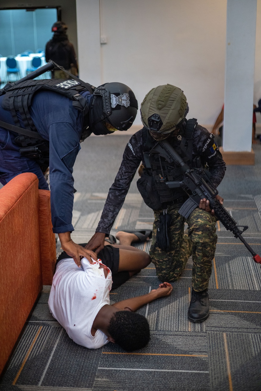 Special Operations and Interagency SWAT display cooperation during active shooter drill at TRADEWINDS 24