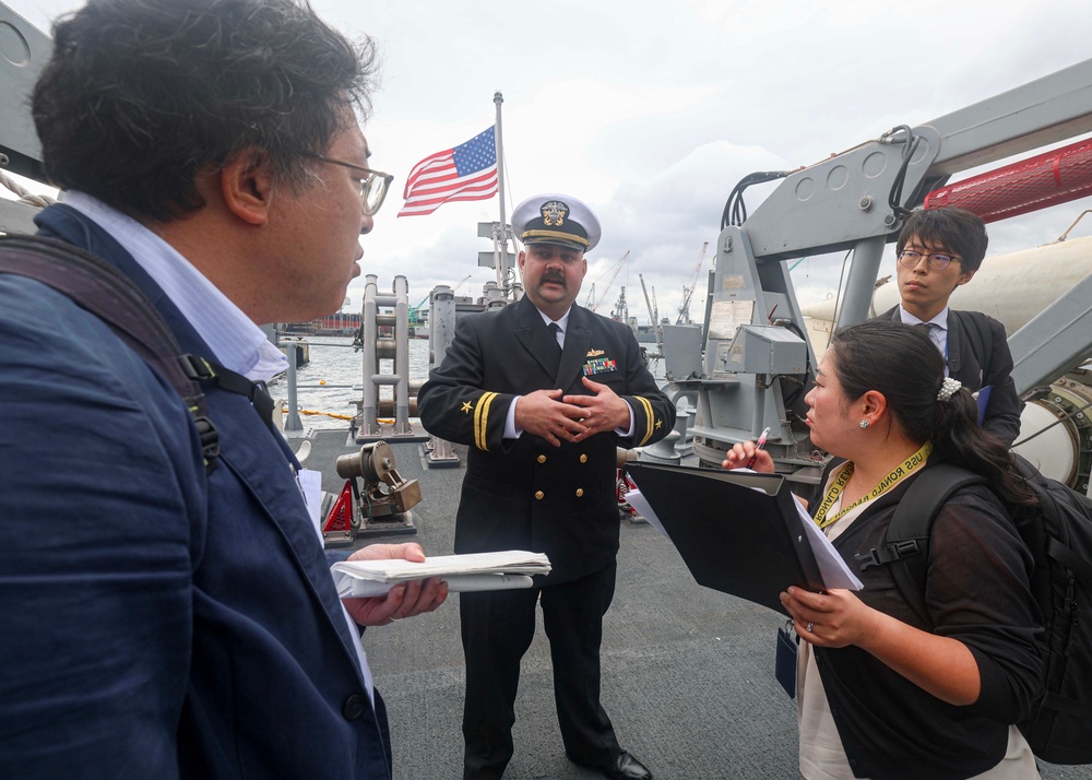 USS Warrior (MCM 10) Conducts Ship Tour for Local Media During Port Visit to Hakodate, Japan