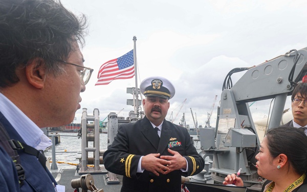 USS Warrior (MCM 10) Conducts Ship Tour for Local Media During Port Visit to Hakodate, Japan