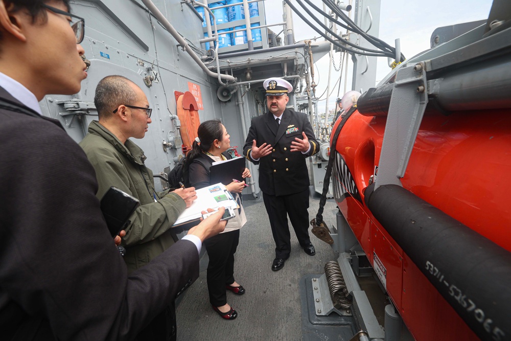 USS Warrior (MCM 10) Conducts Ship Tour for Local Media During Port Visit to Hakodate, Japan