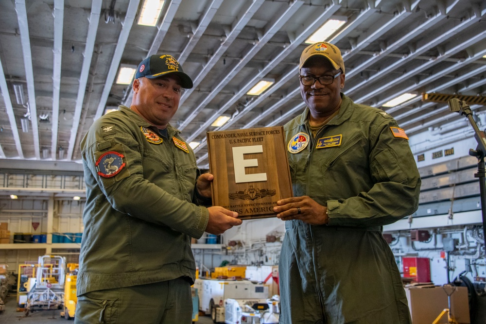 USS America (LHA 6) Awarded the ‘Battle E’ for Third Consecutive Year