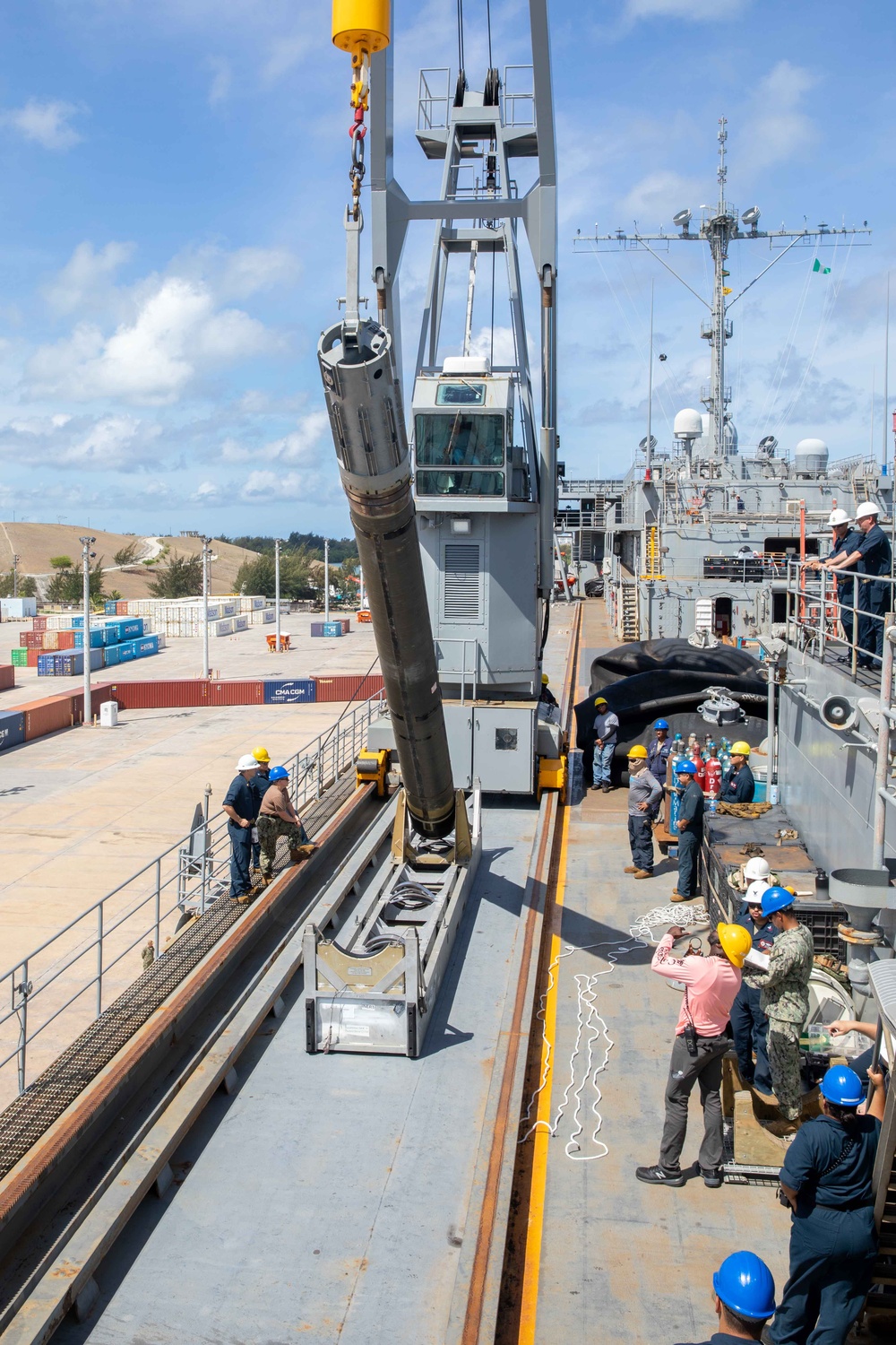 USS Emory S. Land Simulates Weapons Handling in Saipan