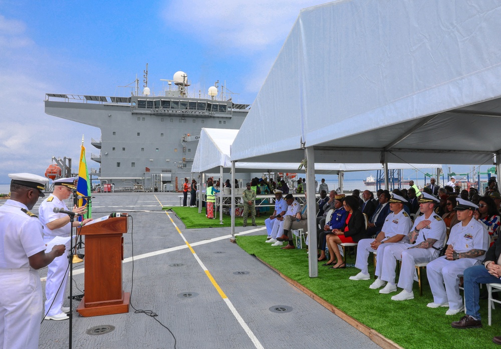 USS Hershel "Woody" Williams hosts DVs for Obangame Express