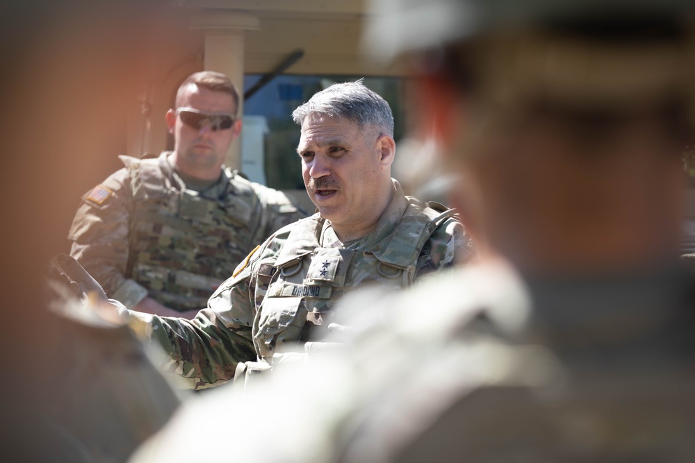 Maj. Gen. Joseph DiNonno, commander of the 29th Infantry Division, briefs Soldiers at the demolition range