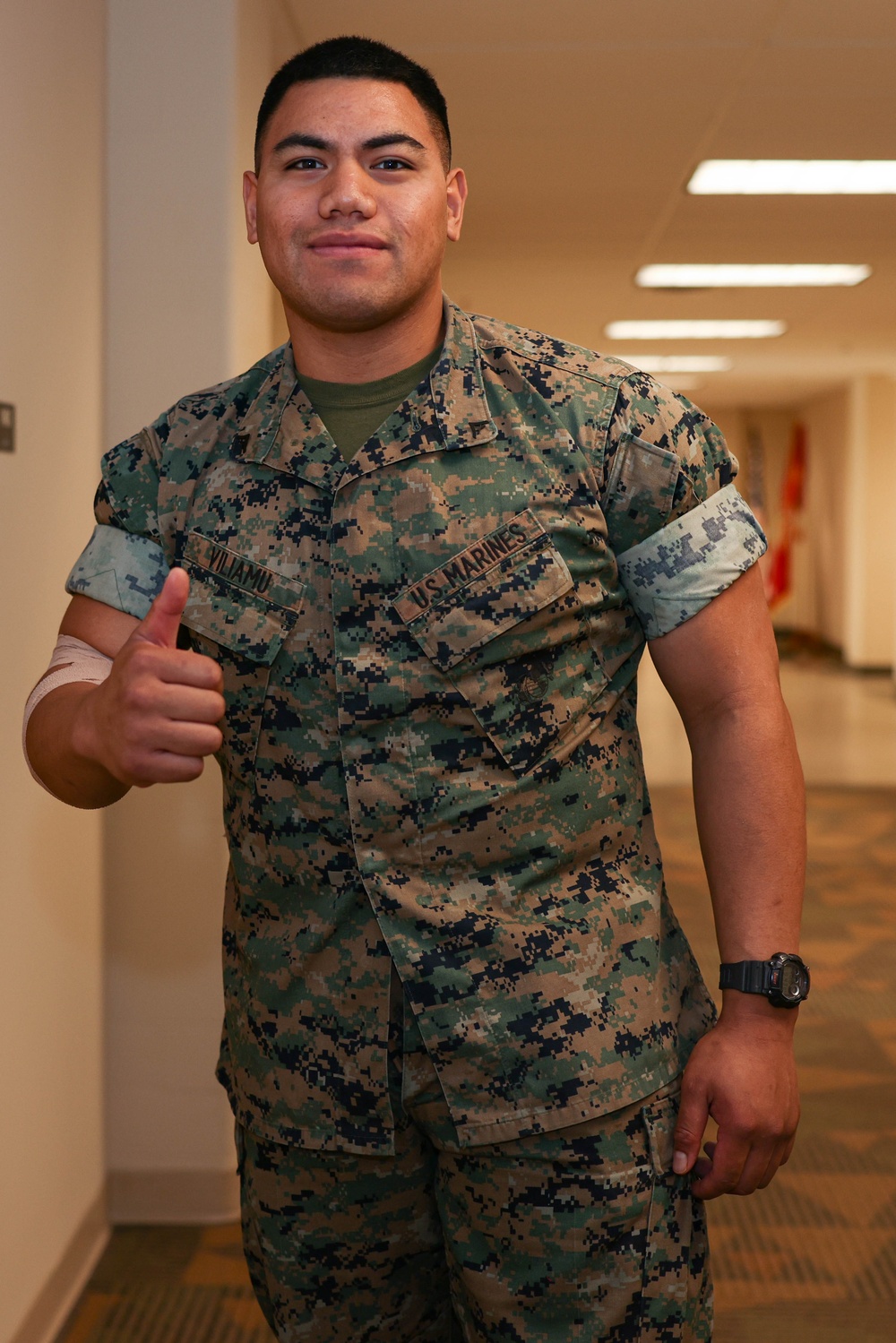 Marines give blood at Yale Hall