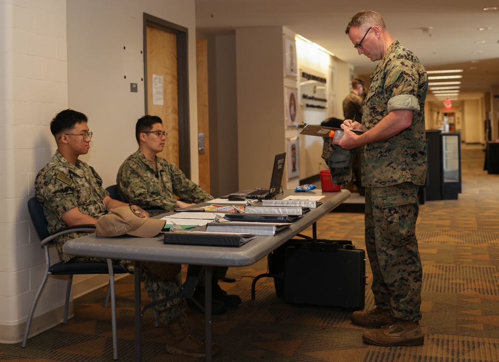 Marines give blood at Yale Hall