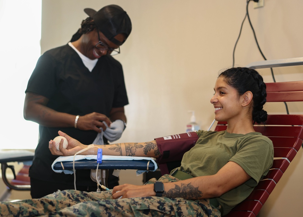 Marines give blood at Yale Hall