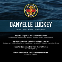 Navy Surgeon General recognizes outstanding hospital corpsmen with Danyelle Luckey Sacred Trust Award