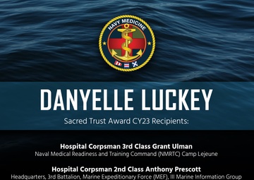 Navy Surgeon General recognizes outstanding hospital corpsmen with Danyelle Luckey Sacred Trust Award