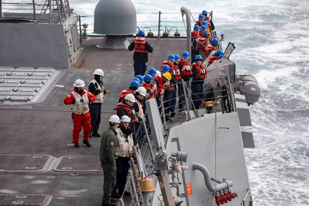 USS Ralph Johnson Conducts Replenishment at Sea.