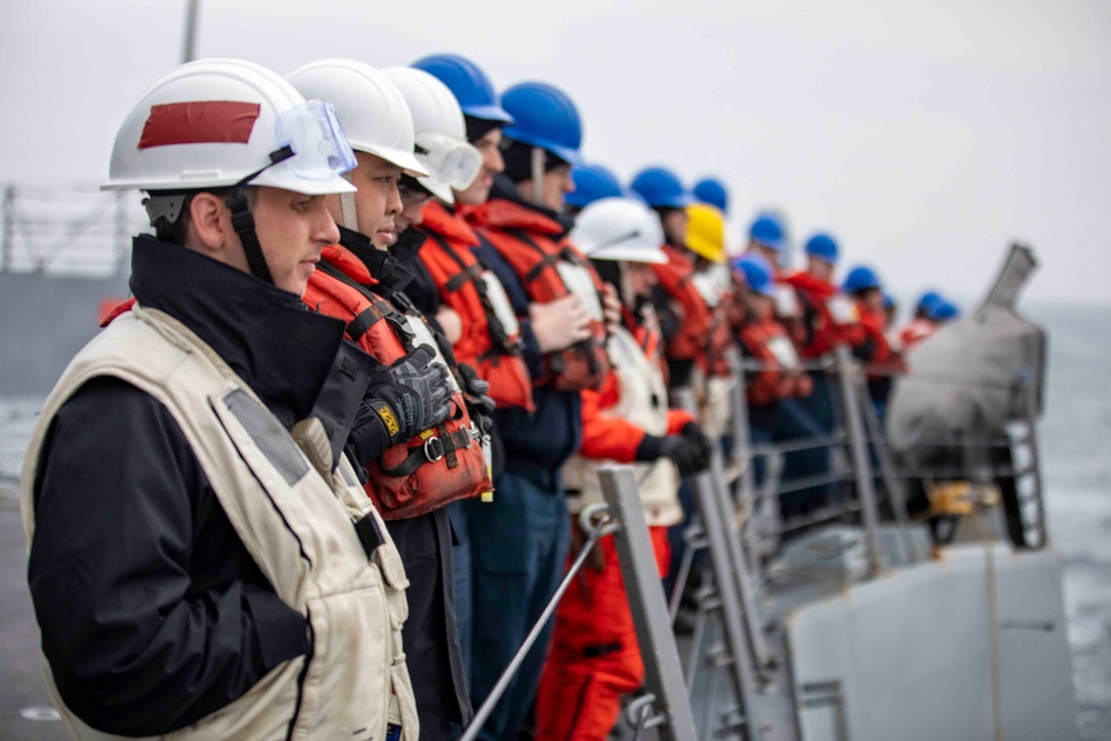 USS Ralph Johnson Conducts Replenishment at Sea.