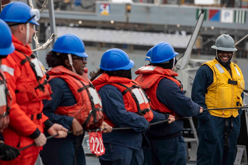 USS Ralph Johnson Conducts Replenishment at Sea.