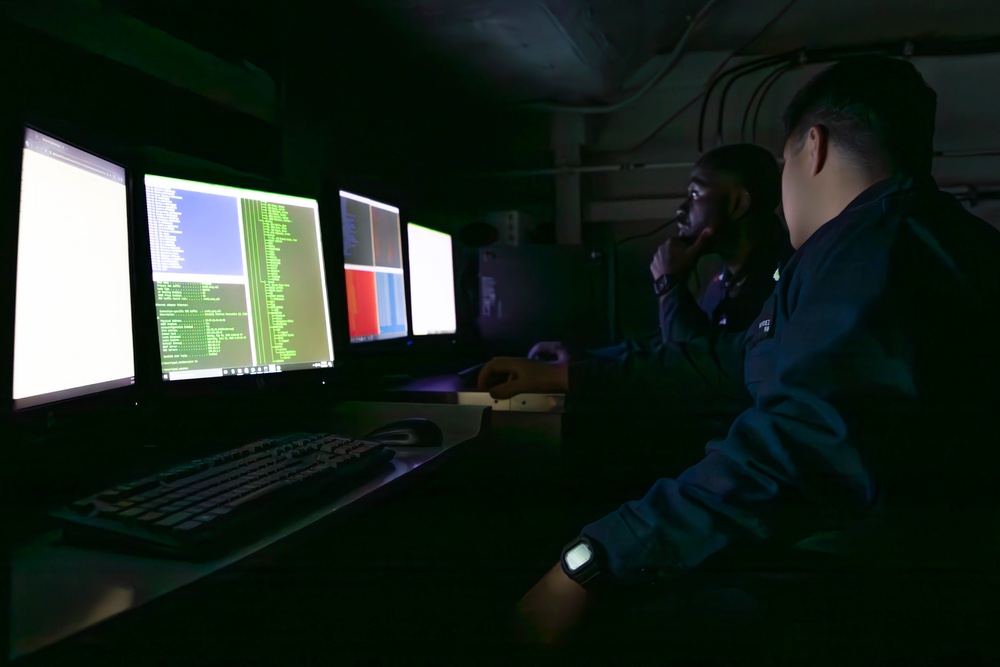 Sailors conduct cyber warfare training exercises aboard Abraham Lincoln