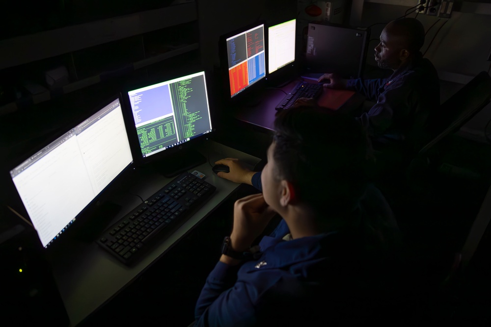 Sailors conduct cyber warfare training exercises aboard Abraham Lincoln