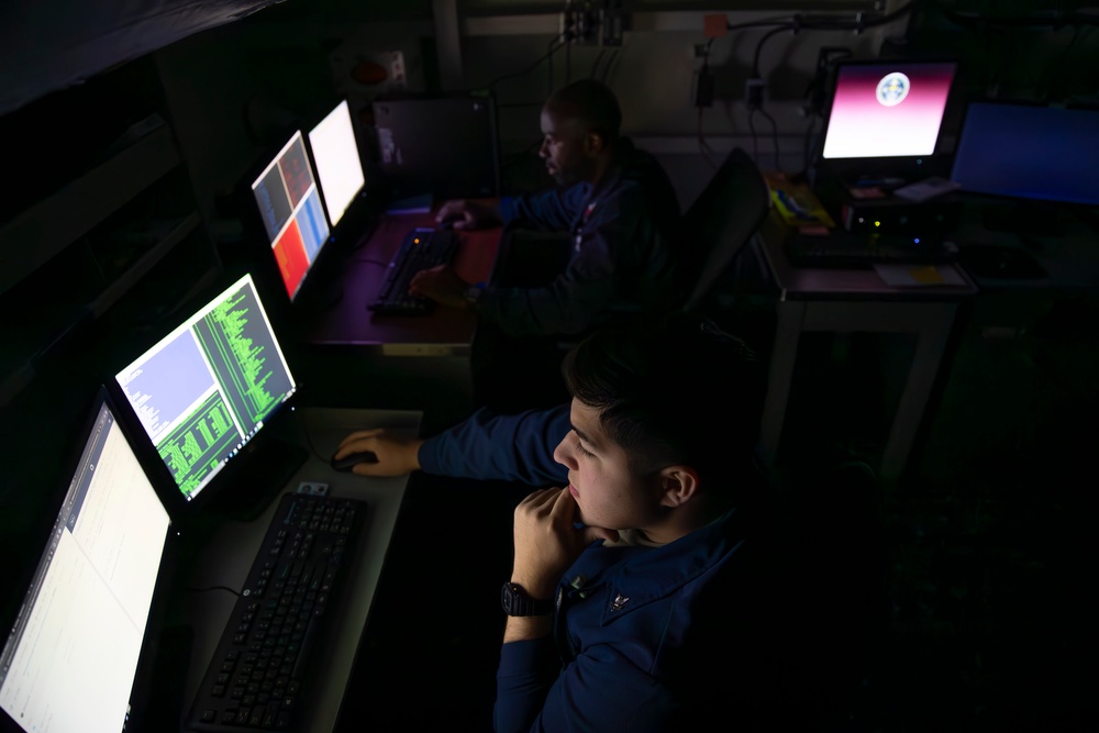 Sailors conduct cyber warfare training exercises aboard Abraham Lincoln