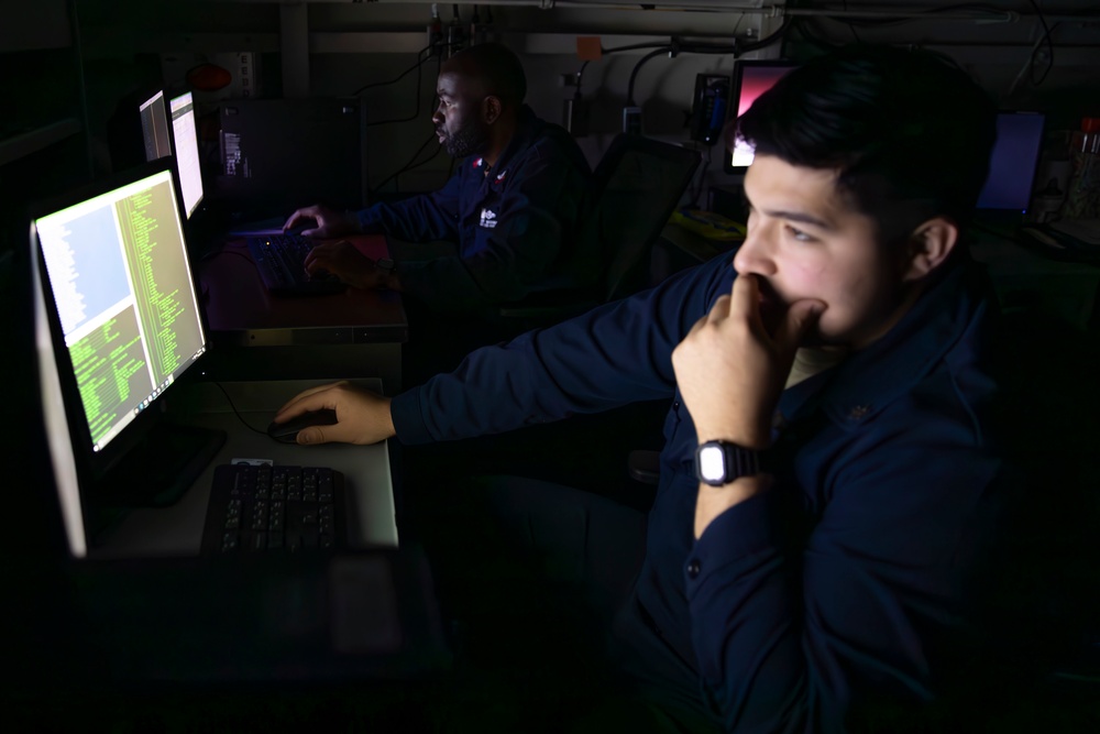 Sailors conduct cyber warfare training exercises aboard Abraham Lincoln