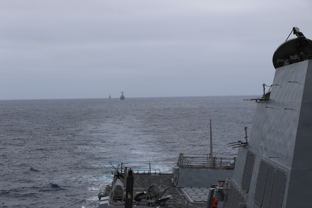USS Frank E. Petersen Jr. sails the Pacific Ocean
